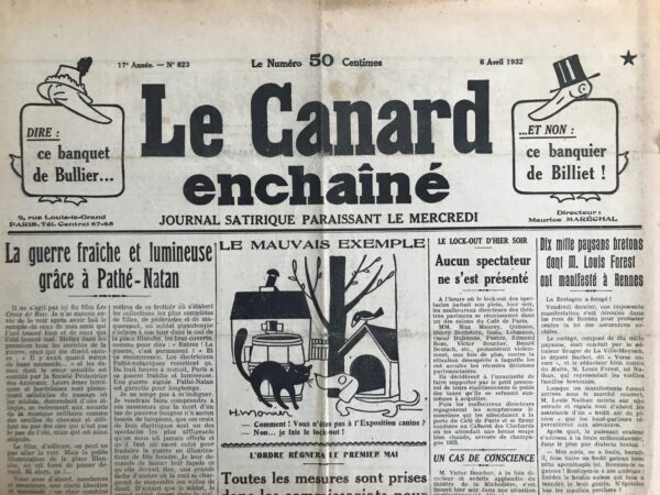 N° 823 du Canard Enchaîné -  6 Avril 1932