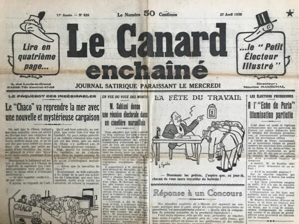 N° 826 du Canard Enchaîné -  27 Avril 1932