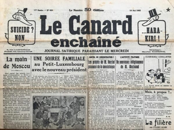 N° 829 du Canard Enchaîné -  18 Mai 1932