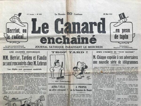 N° 830 du Canard Enchaîné -  25 Mai 1932