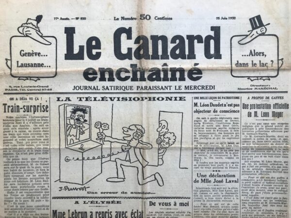N° 833 du Canard Enchaîné -  15 Juin 1932
