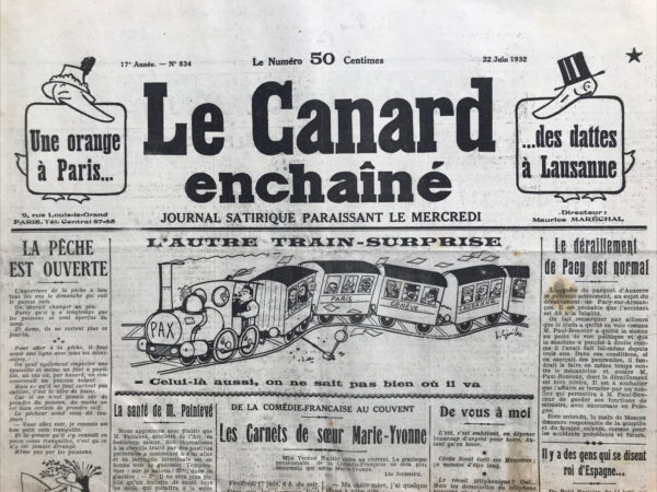 N° 834 du Canard Enchaîné -  22 Juin 1932