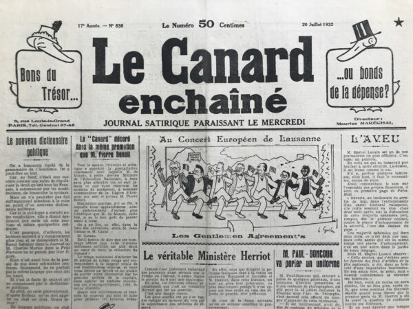 N° 838 du Canard Enchaîné -  20 Juillet 1932