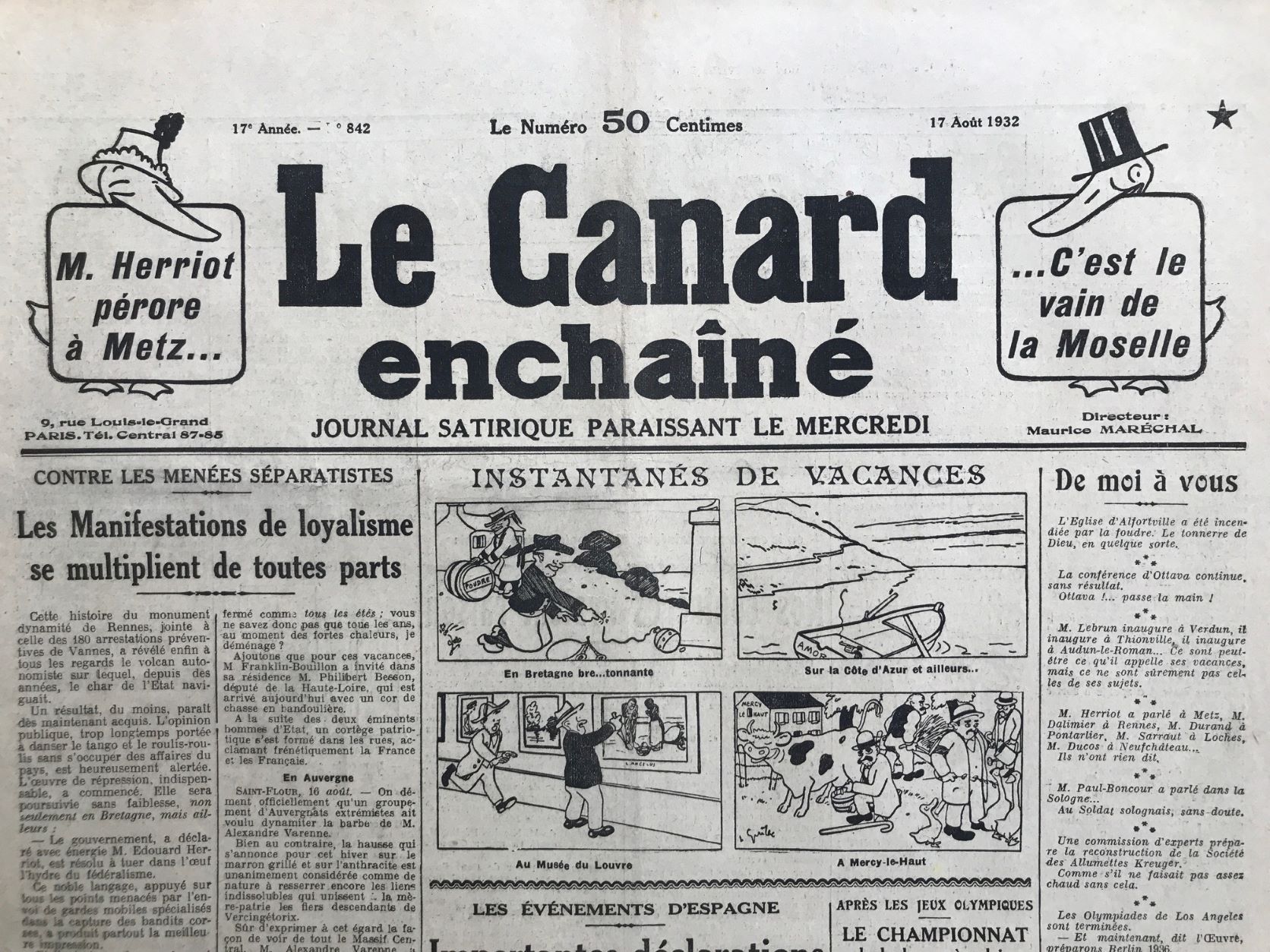 842 Couac ! | Acheter un Canard | Vente d'Anciens Journaux du Canard Enchaîné. Des Journaux Satiriques de Collection, Historiques & Authentiques de 1916 à 2005 ! | 842