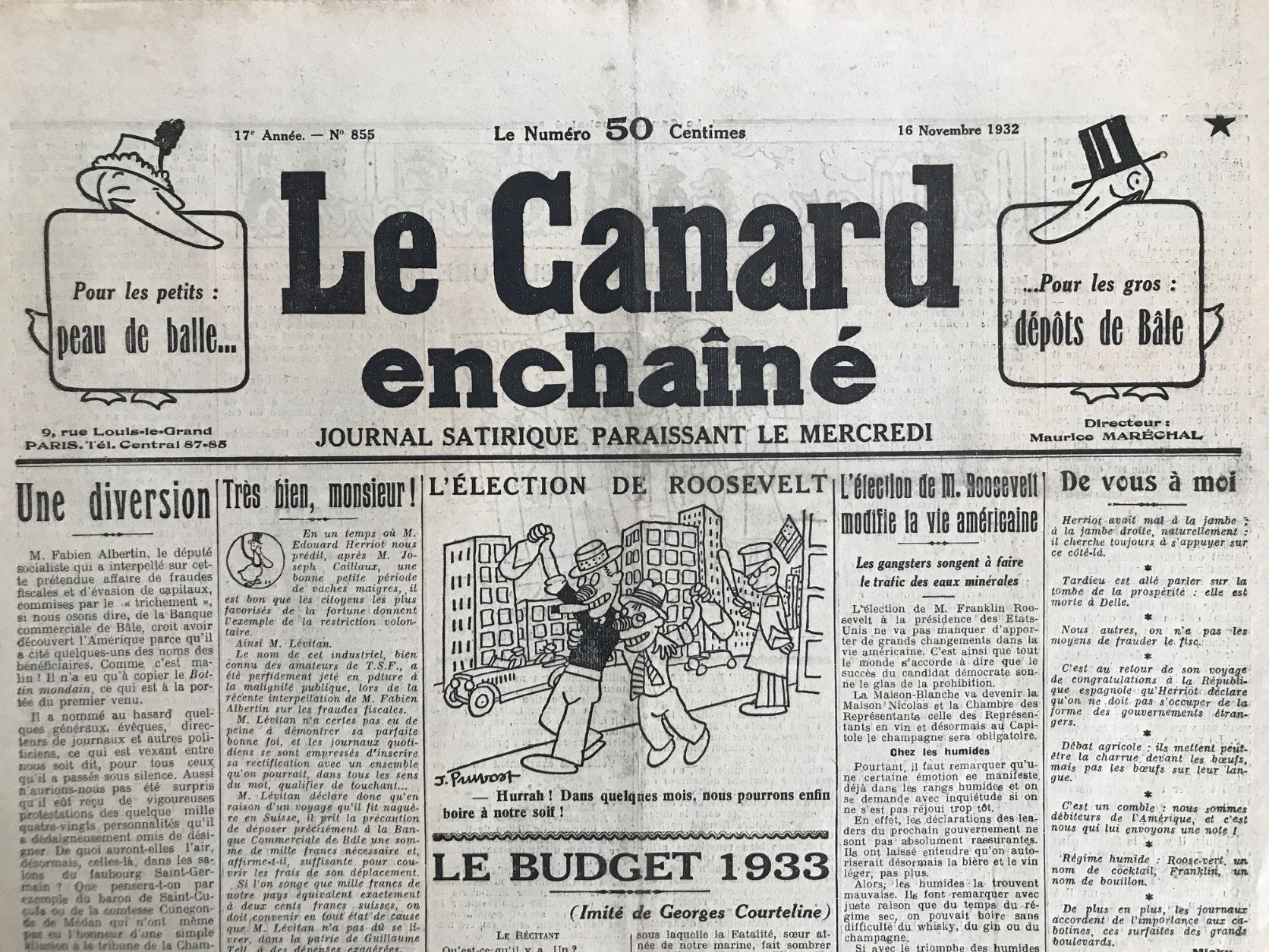 Couac ! | Acheter un Canard | Vente d'Anciens Journaux du Canard Enchaîné. Des Journaux Satiriques de Collection, Historiques & Authentiques de 1916 à 2004 ! | 855