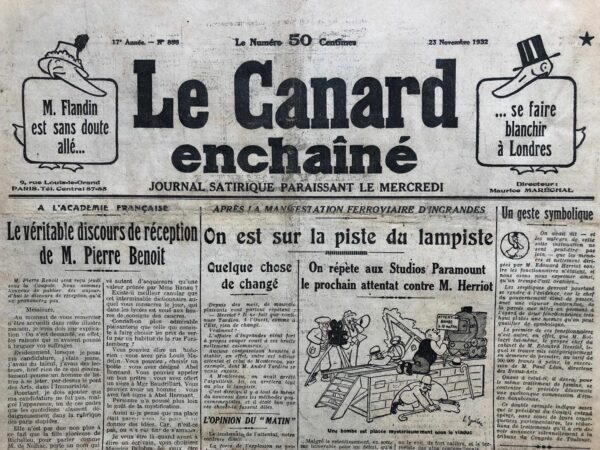 N° 856 du Canard Enchaîné -  23 Novembre 1932