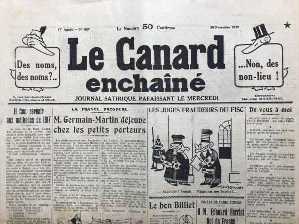 N° 857 du Canard Enchaîné -  30 Novembre 1932