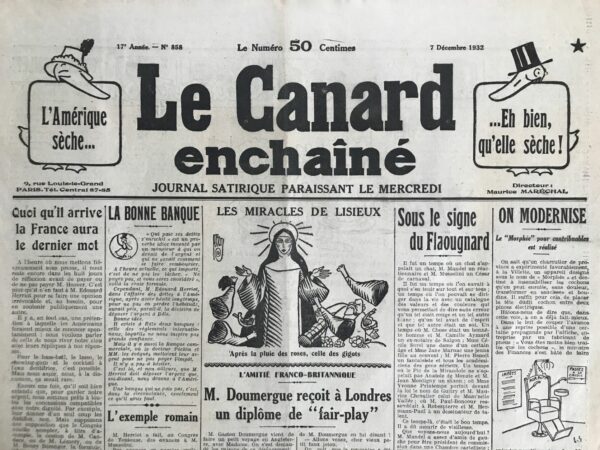 N° 858 du Canard Enchaîné -  7 Décembre 1932