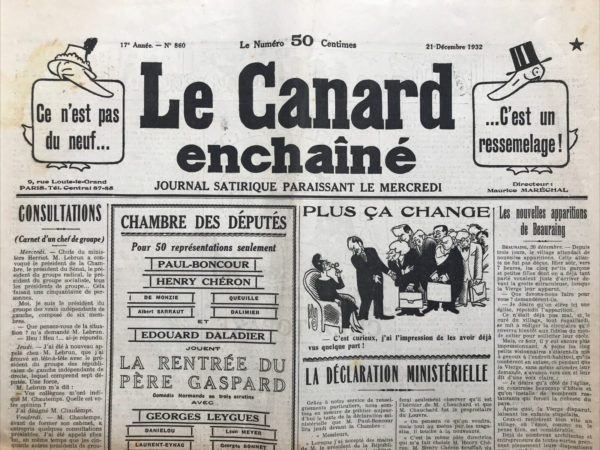 N° 860 du Canard Enchaîné -  21 Décembre 1932