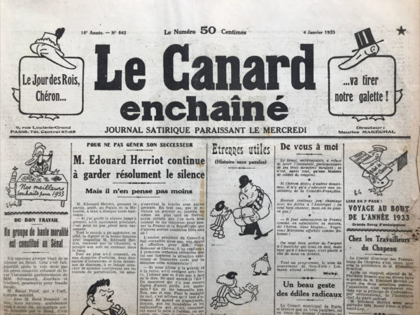 N° 862 du Canard Enchaîné -  4 Janvier 1933