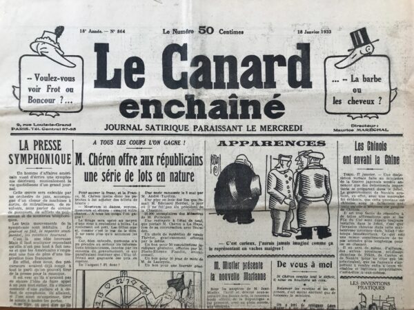 N° 864 du Canard Enchaîné -  18 Janvier 1933