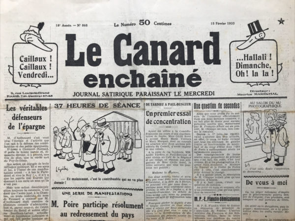 N° 868 du Canard Enchaîné -  15 Février 1933