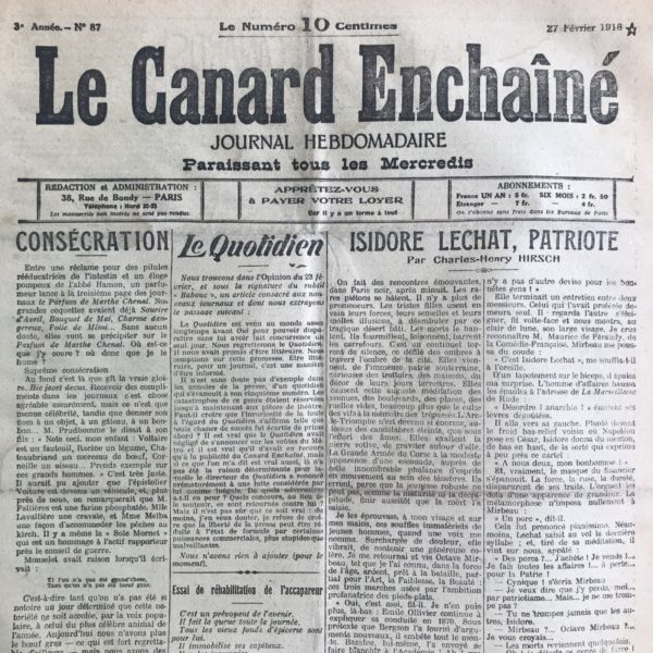 N° 87 du Canard Enchaîné -  27 Février 1918