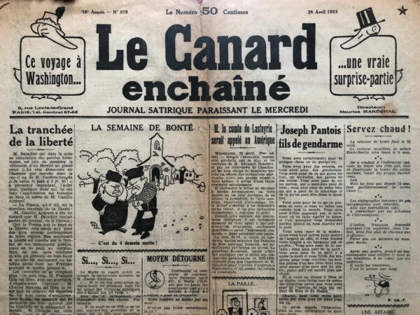 N° 878 du Canard Enchaîné -  26 Avril 1933