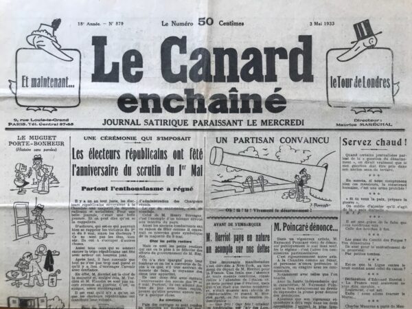 N° 879 du Canard Enchaîné -  3 Mai 1933