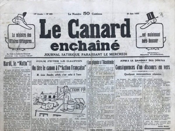 N° 886 du Canard Enchaîné -  21 Juin 1933