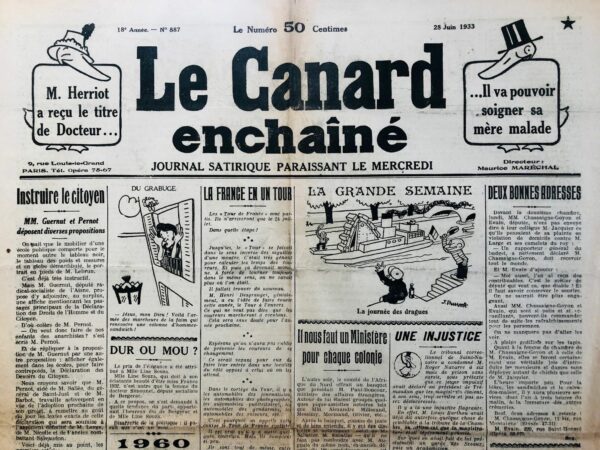N° 887 du Canard Enchaîné -  28 Juin 1933