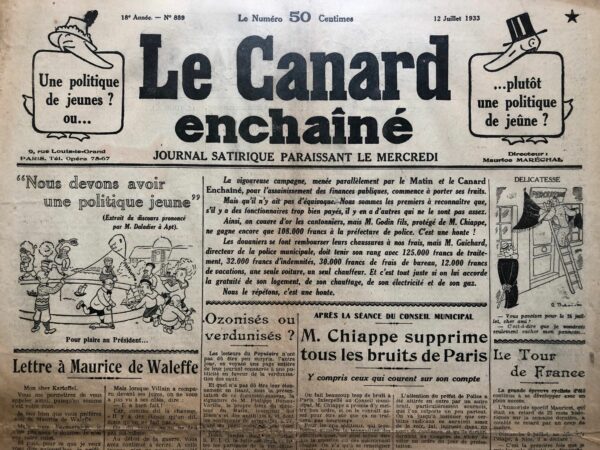 N° 889 du Canard Enchaîné -  12 Juillet 1933