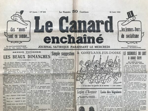 N° 896 du Canard Enchaîné -  30 Août 1933