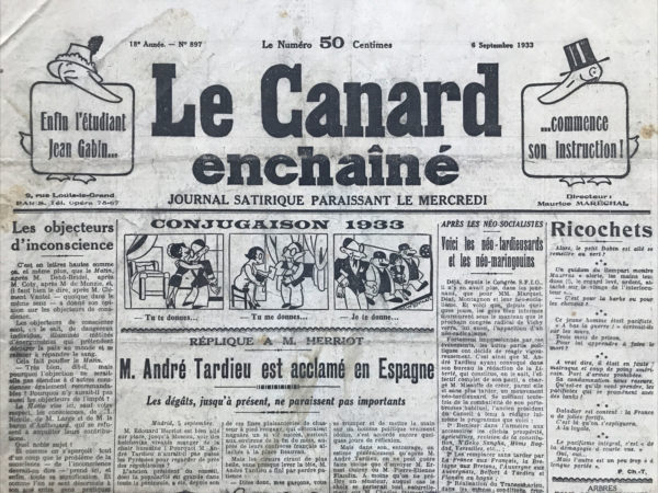 N° 897 du Canard Enchaîné -  6 Septembre 1933