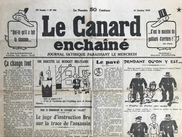 N° 902 du Canard Enchaîné -  11 Octobre 1933