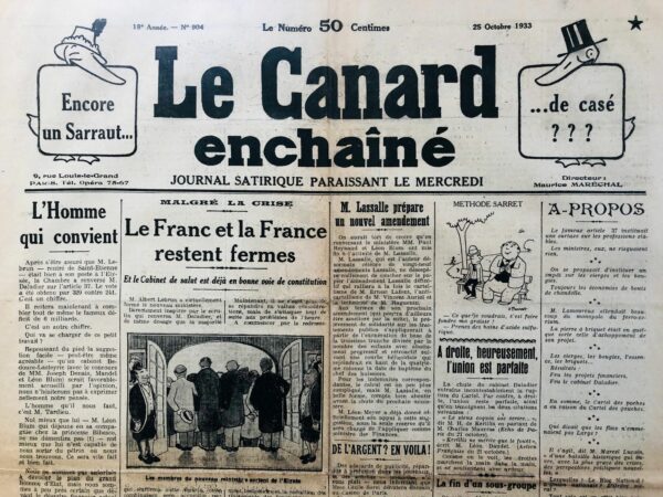 N° 904 du Canard Enchaîné -  25 Octobre 1933