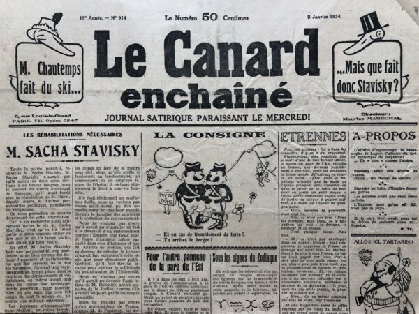 N° 914 du Canard Enchaîné -  3 Janvier 1934