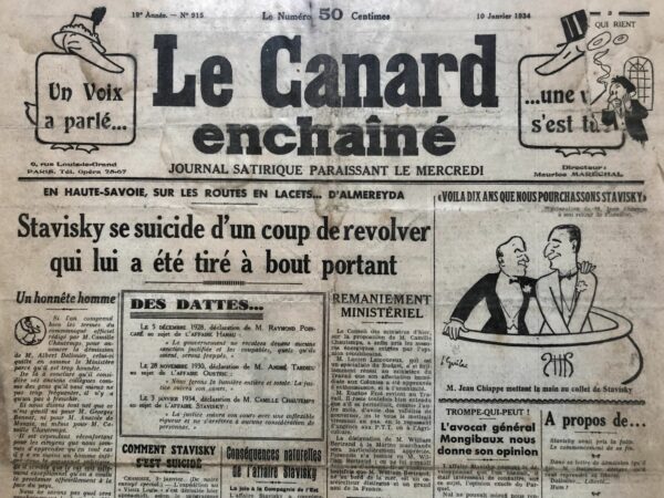 N° 915 du Canard Enchaîné -  10 Janvier 1934