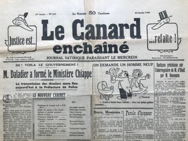 N° 918 du Canard Enchaîné -  31 Janvier 1934
