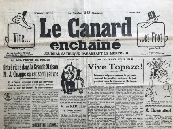 N° 919 du Canard Enchaîné -  7 Février 1934