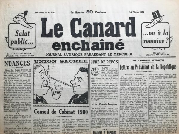N° 920 du Canard Enchaîné -  14 Février 1934