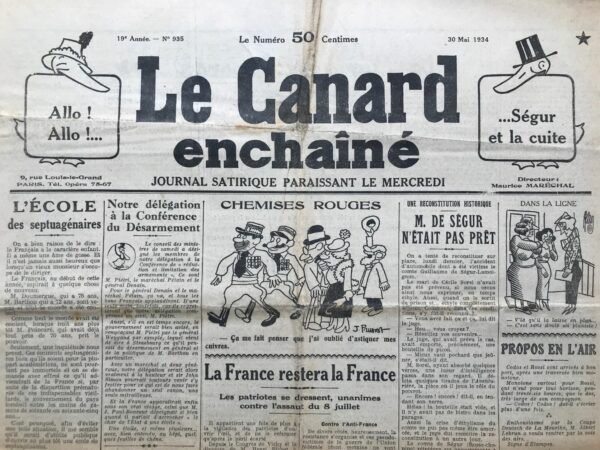 N° 935 du Canard Enchaîné -  30 Mai 1934