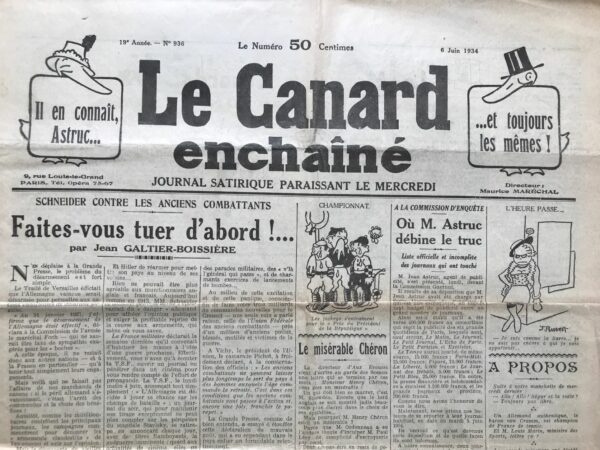 N° 936 du Canard Enchaîné -  6 Juin 1934