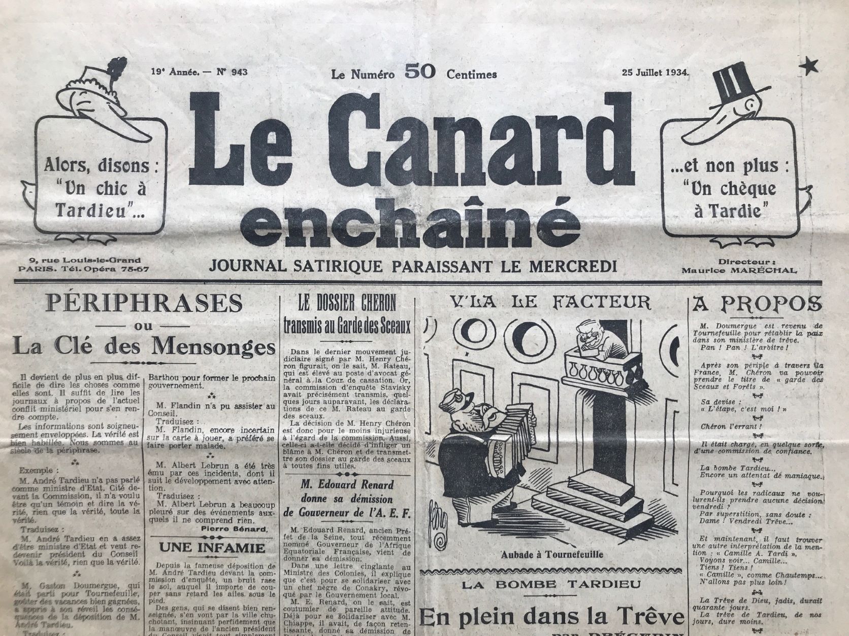Couac ! | Acheter un Canard | Vente d'Anciens Journaux du Canard Enchaîné. Des Journaux Satiriques de Collection, Historiques & Authentiques de 1916 à 2004 ! | 943