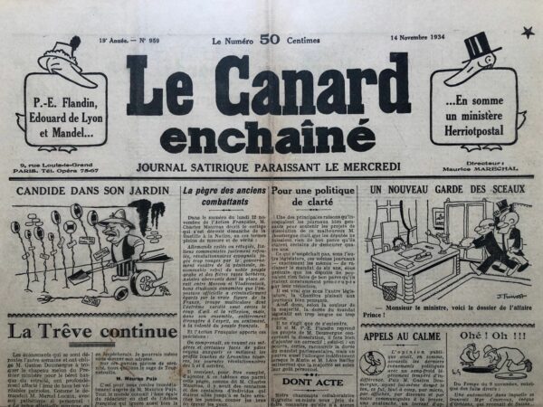 N° 959 du Canard Enchaîné -  14 Novembre 1934