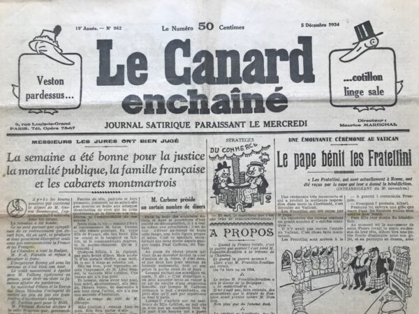 N° 962 du Canard Enchaîné -  5 Décembre 1934