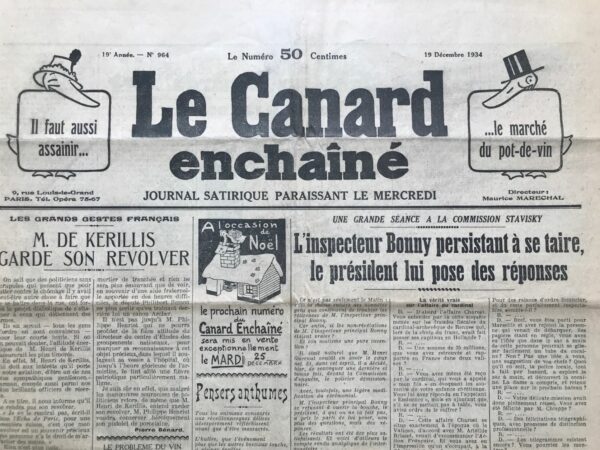 N° 964 du Canard Enchaîné -  19 Décembre 1934