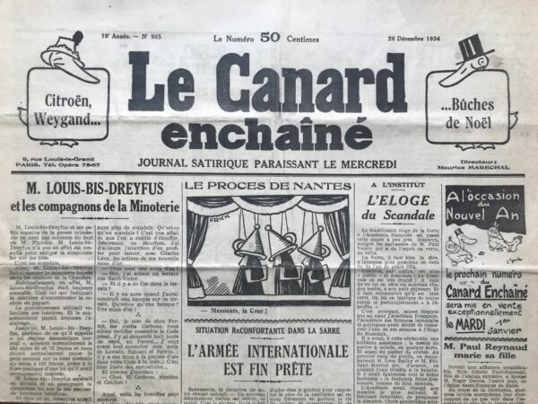 N° 965 du Canard Enchaîné -  26 Décembre 1934