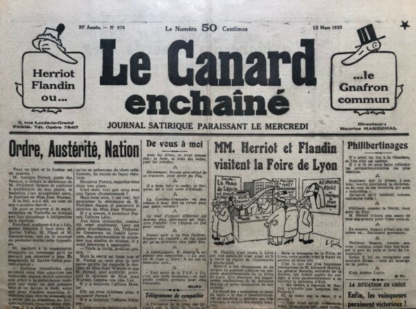 N° 976 du Canard Enchaîné -  13 Mars 1935