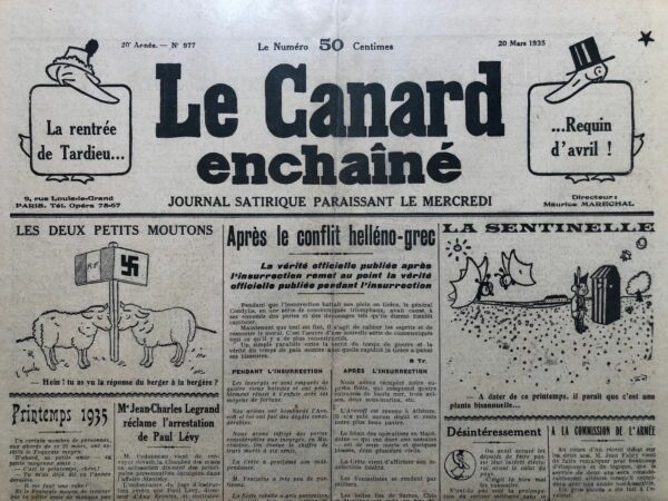 N° 977 du Canard Enchaîné -  20 Mars 1935