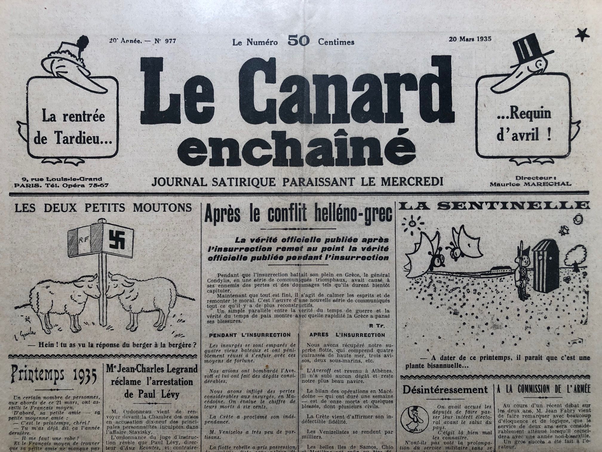 Couac ! | Acheter un Canard | Vente d'Anciens Journaux du Canard Enchaîné. Des Journaux Satiriques de Collection, Historiques & Authentiques de 1916 à 2004 ! | 977 1