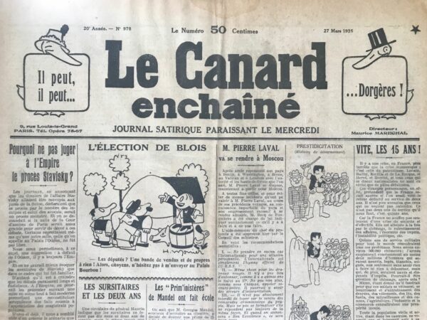 N° 978 du Canard Enchaîné -  27 Mars 1935