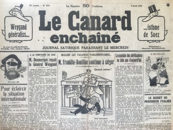 N° 979 du Canard Enchaîné -  3 Avril 1935