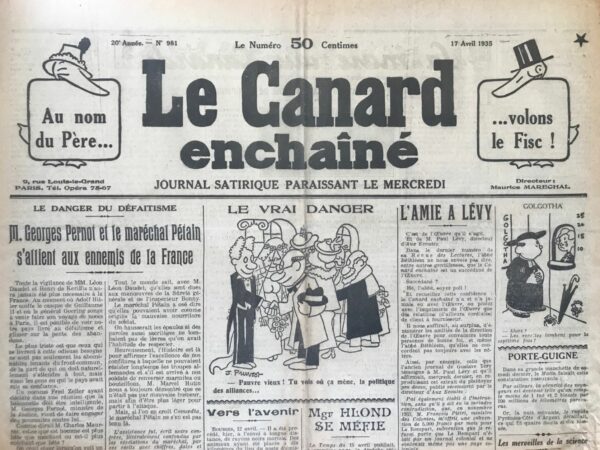 N° 981 du Canard Enchaîné -  17 Avril 1935