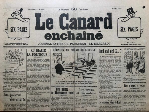 N° 983 du Canard Enchaîné -  1 Mai 1935