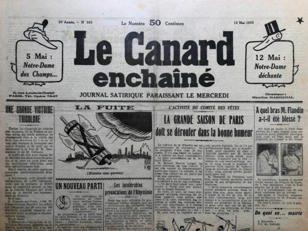 N° 985 du Canard Enchaîné -  15 Mai 1935