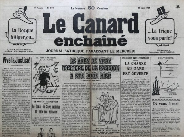 N° 990 du Canard Enchaîné -  19 Juin 1935