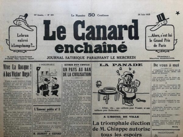 N° 991 du Canard Enchaîné -  26 Juin 1935