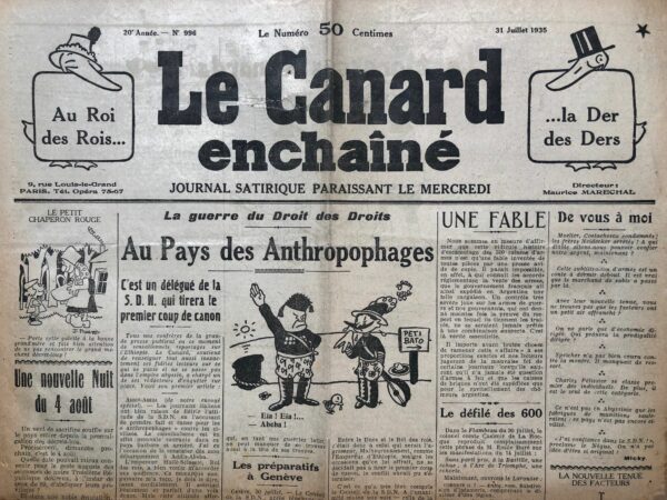 N° 996 du Canard Enchaîné -  31 Juillet 1935