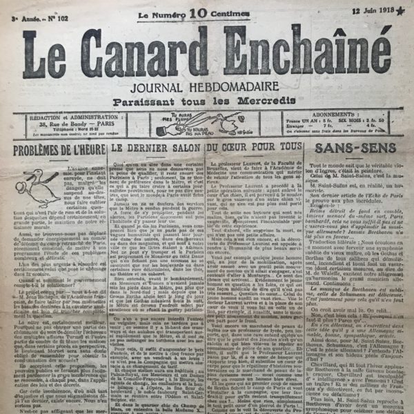 N° 102 du Canard Enchaîné -  12 Juin 1918
